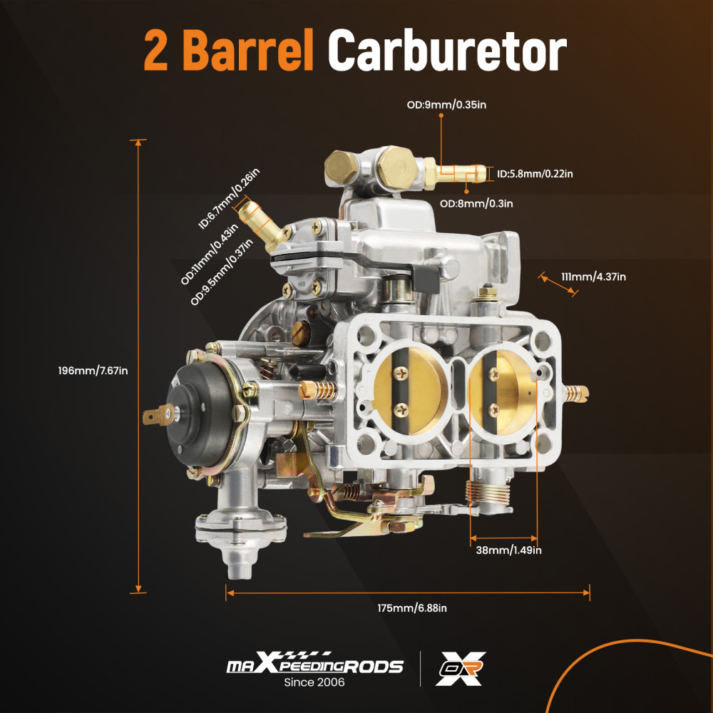 2 Barrel Carburetor 38/38 DGEV 38/38 DGES compatible for Ford VW Fiat Dodge Toyota Jeep BMW