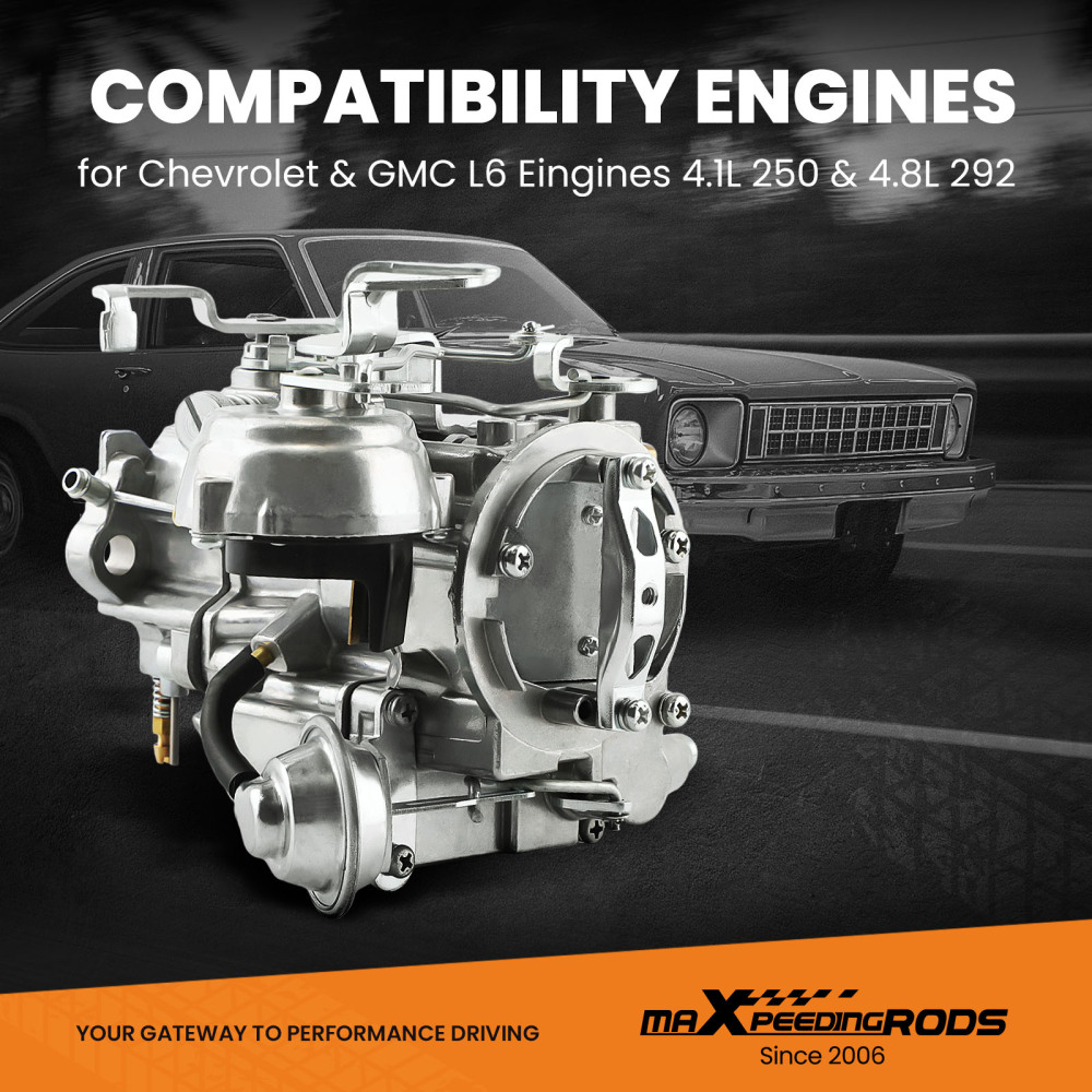 1-Barrel Carburetor compatible for Chevrolet Chevy compatible for GMC V6 6CYL 4.1L 250 4.8L 292 Engine
