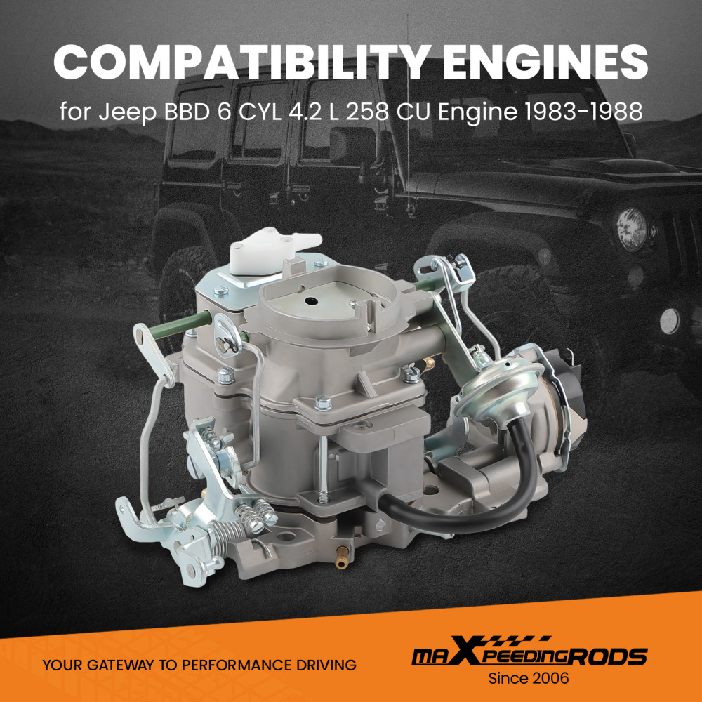 Carb Carburetor compatible for JEEP Wagoneer compatible for Wrangler BBD 6 CYL 1983-88 Engine 1806449 1988