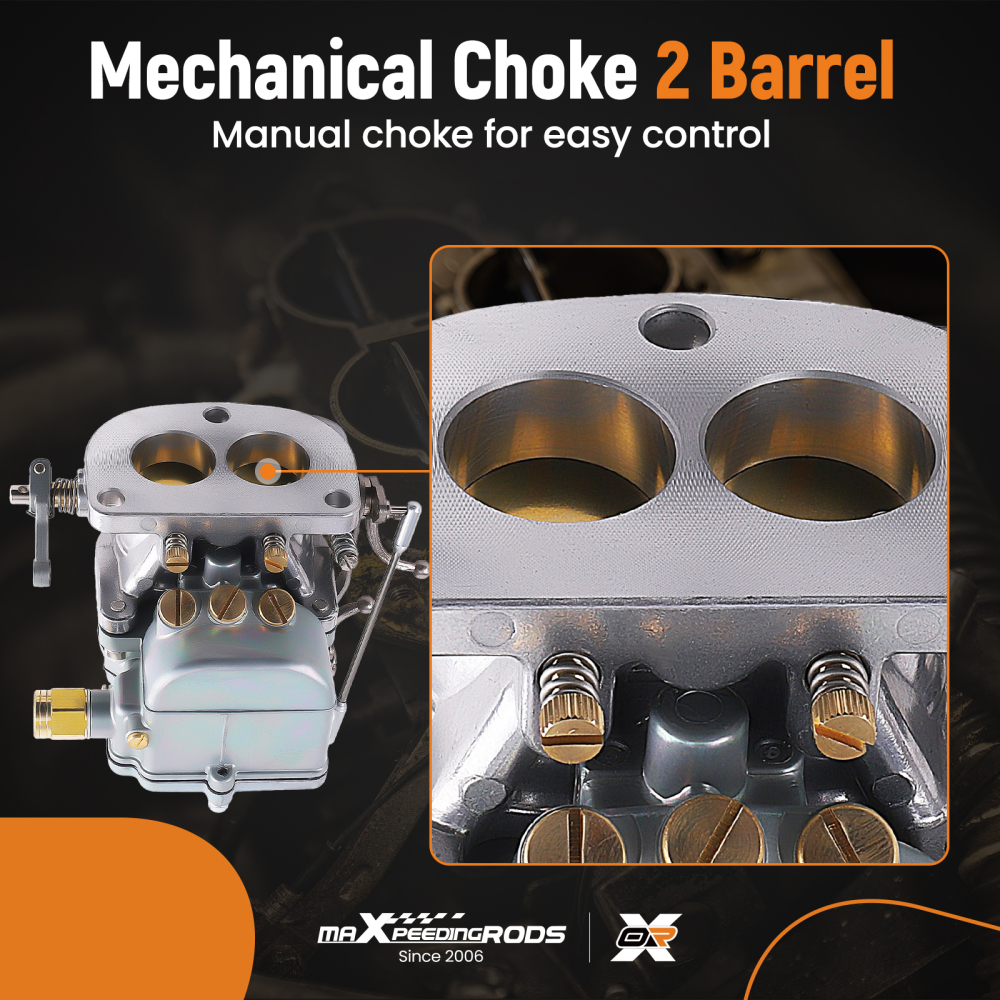 1 Set 3-Bolt 2-Barrel Carburetors Plain Finish with Gasket compatible for V8