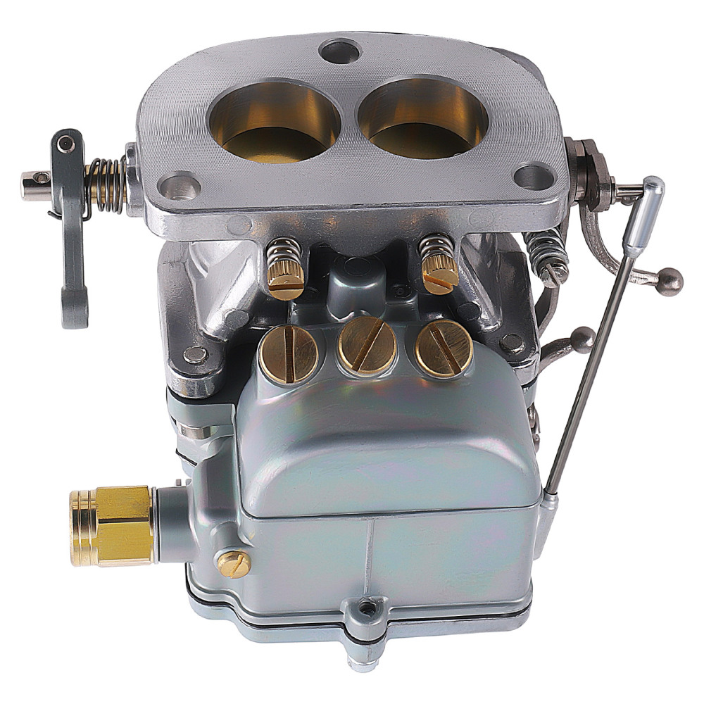 1 Set 3-Bolt 2-Barrel Carburetors Plain Finish with Gasket compatible for V8