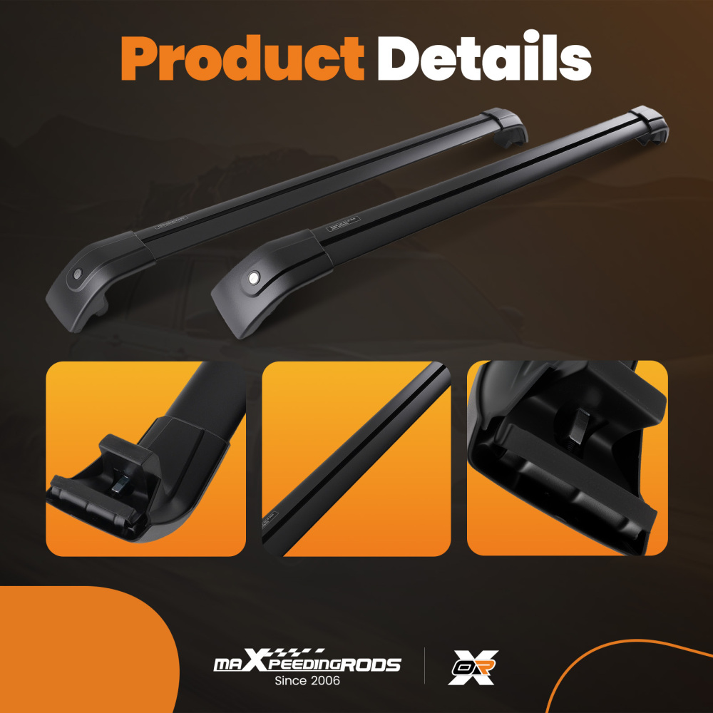 Black Aluminium Roof Cross Bars Rail Rack Pair compatible for Range Rover Sport L494 13-23