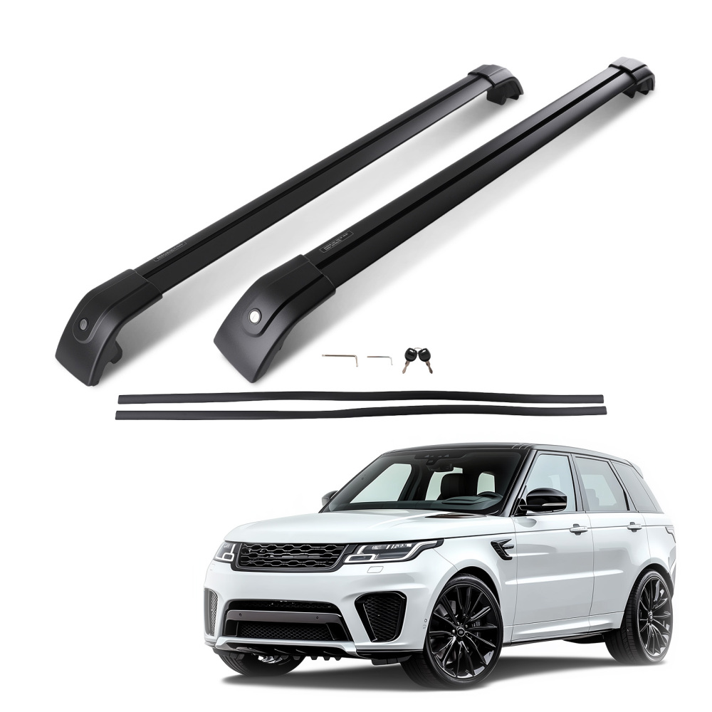 Black Aluminium Roof Cross Bars Rail Rack Pair compatible for Range Rover Sport L494 13-23