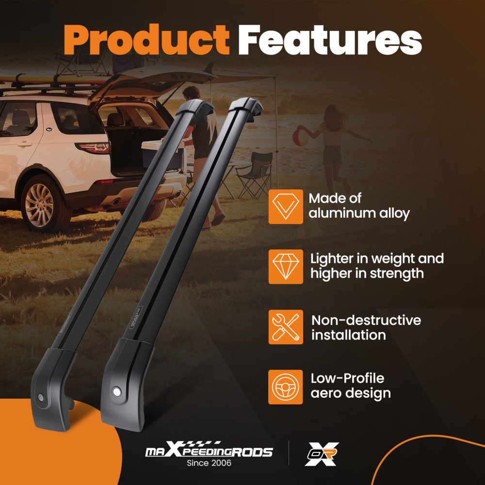 Black Aluminium Roof Cross Bars Rail Rack Pair compatible for Range Rover Sport L494 13-23