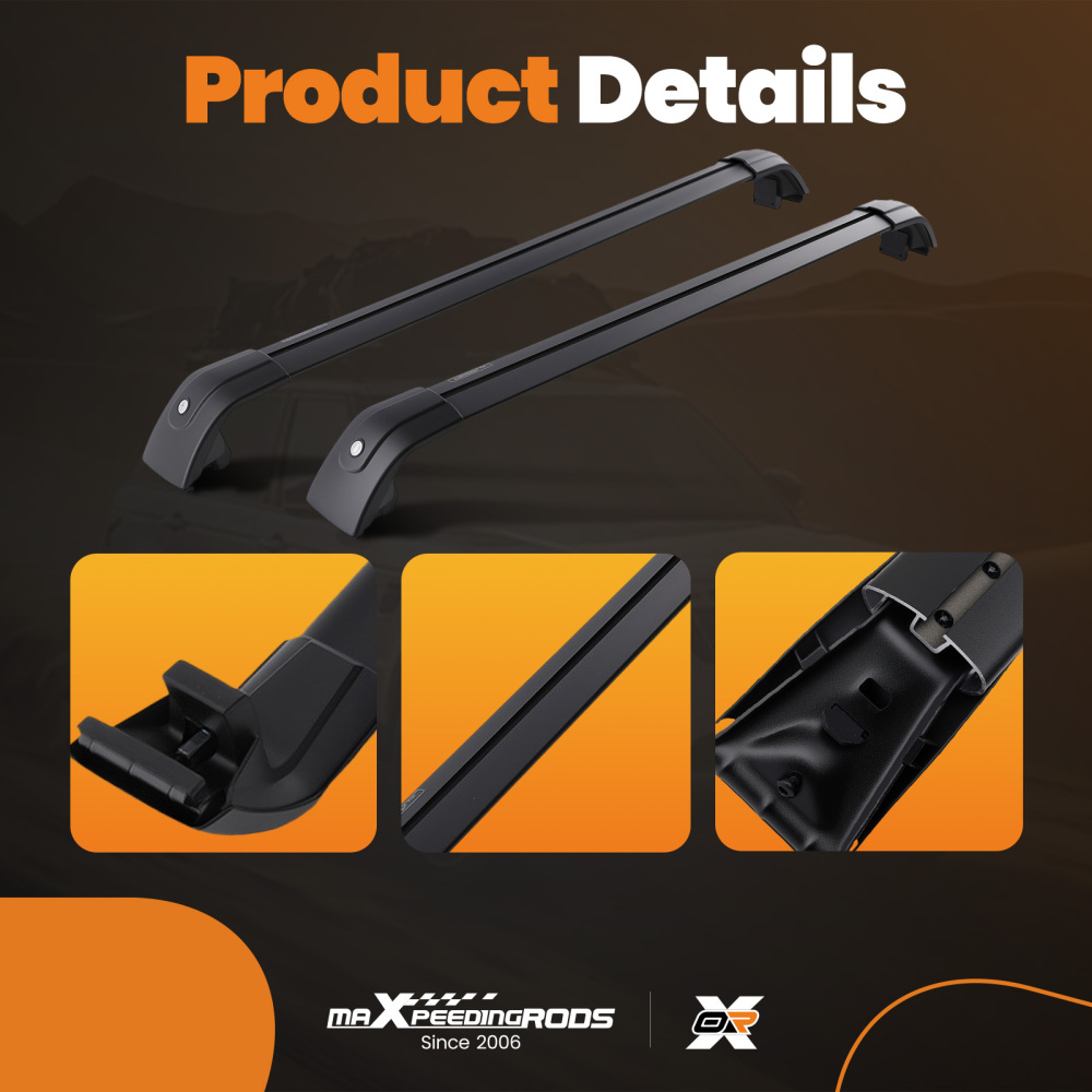 Pair Aluminium Black Roof Rack Cross Bars compatible for BMW X5 F15 F85 G05 F95 2013+