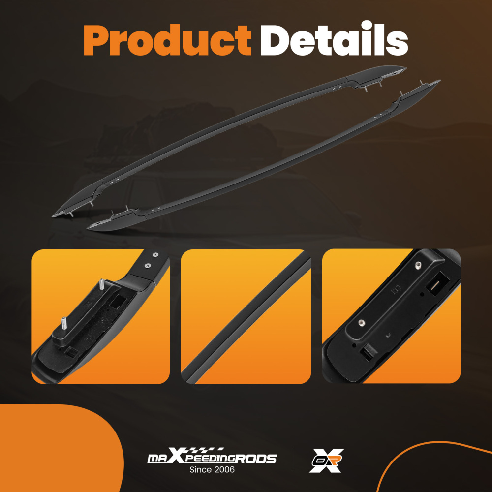 Black Roof Rails Bars Assembly Set compatible for Ford Ranger T6 T7 T8 2011-2022 2PCS