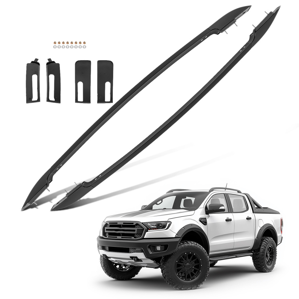 Black Roof Rails Bars Assembly Set compatible for Ford Ranger T6 T7 T8 2011-2022 2PCS