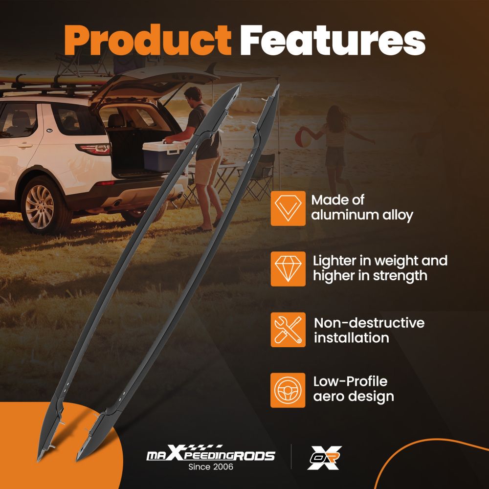 Black Roof Rails Bars Assembly Set compatible for Ford Ranger T6 T7 T8 2011-2022 2PCS