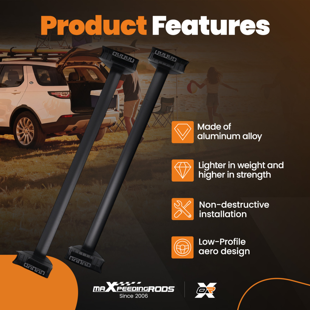 Black Roof Cross Bars Top Mount Luggage Rack Set compatible for Honda CRV Mk2 2002-2006