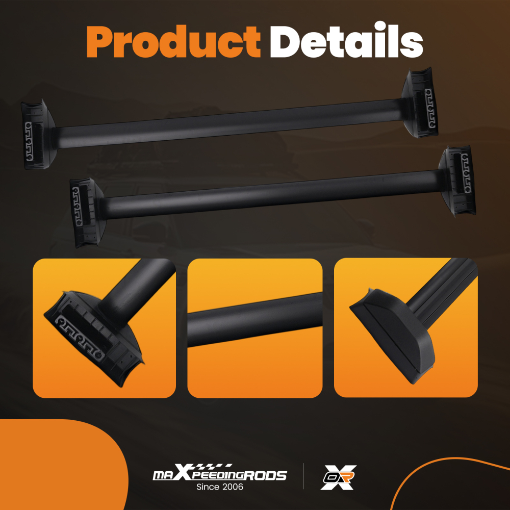 Black Roof Cross Bars Top Mount Luggage Rack Set compatible for Honda CRV Mk2 2002-2006