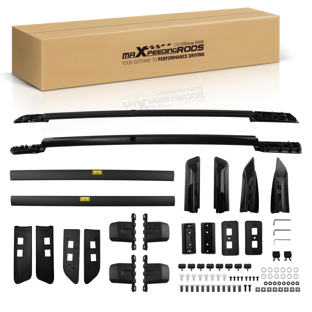 4Pcs Roof Rack Side Rails + Cross Bars for 19-2025 compatible for Honda Passport Black Aluminum