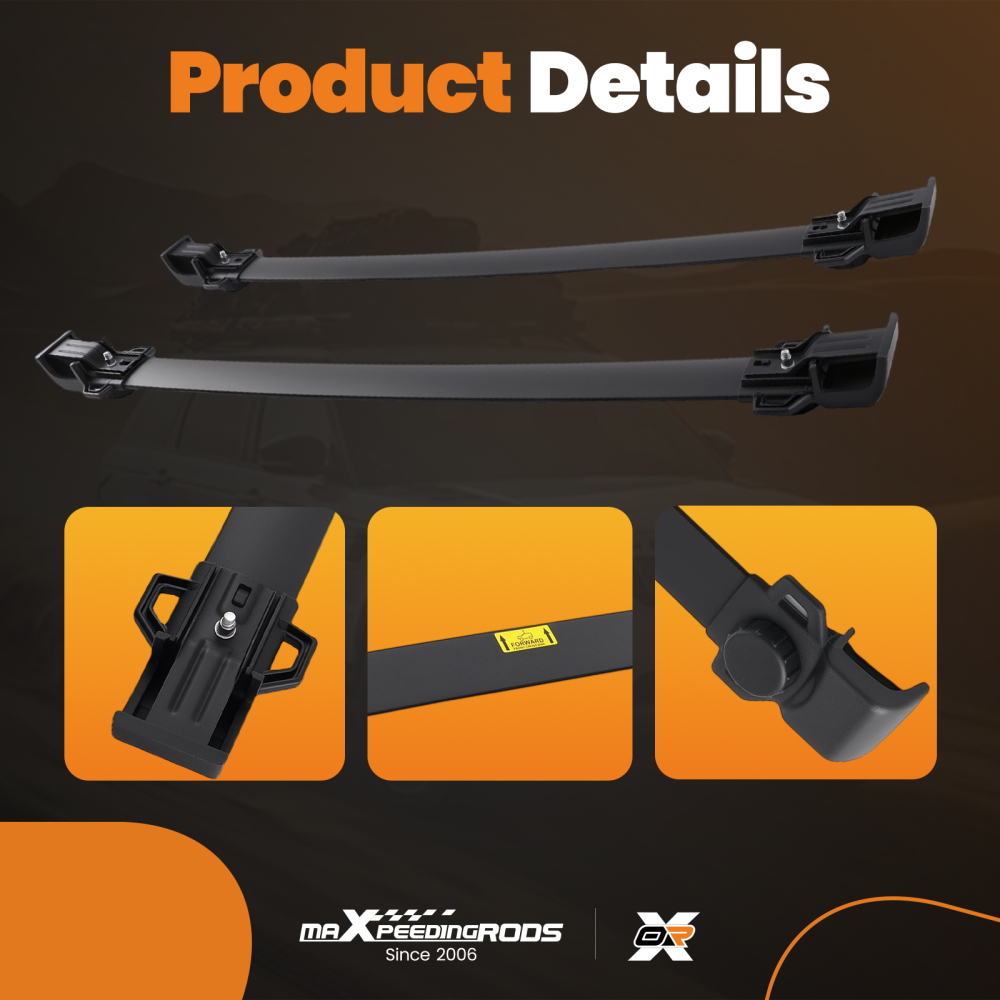 Aluminium Roof Racks Cross Bars compatible for Jeep Renegade 2014-2024 2025 2Pcs Black