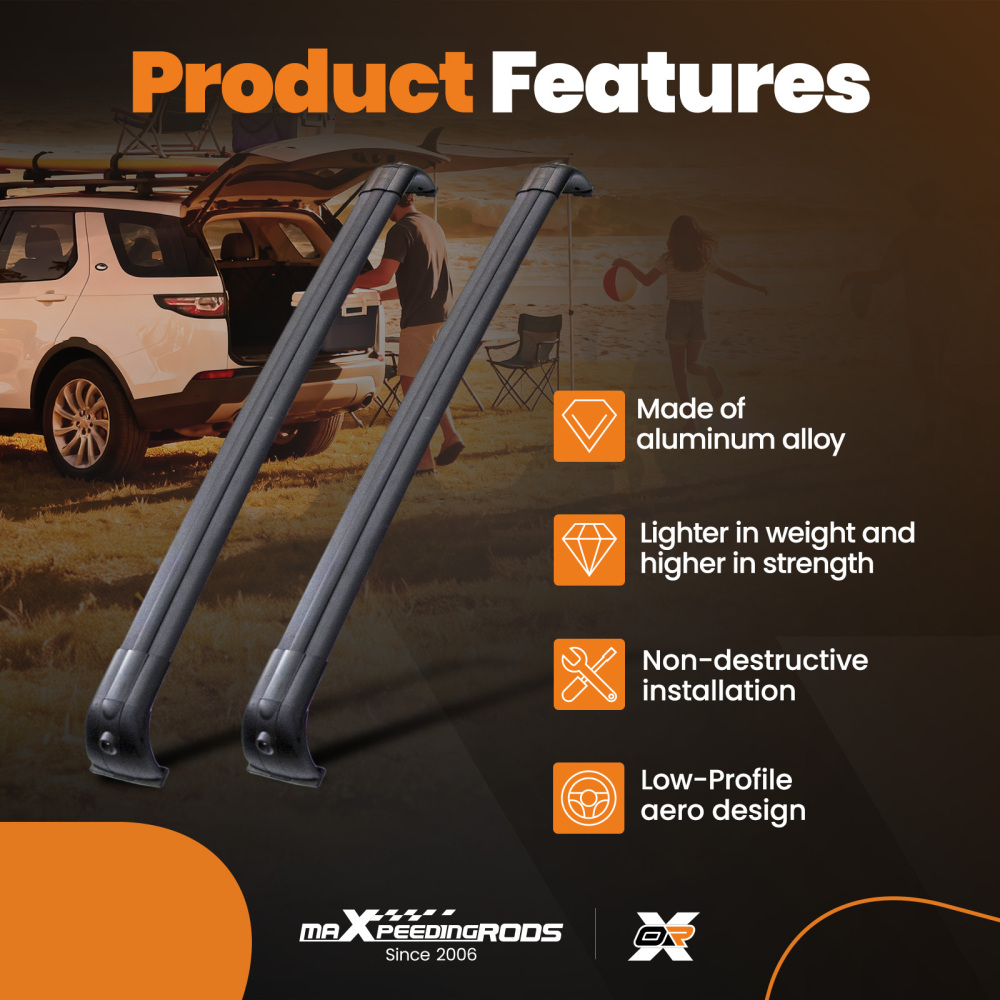 Roof Rails Rack Cross Bars Kit compatible for Range Rover Sport L320 2005-2013 Black