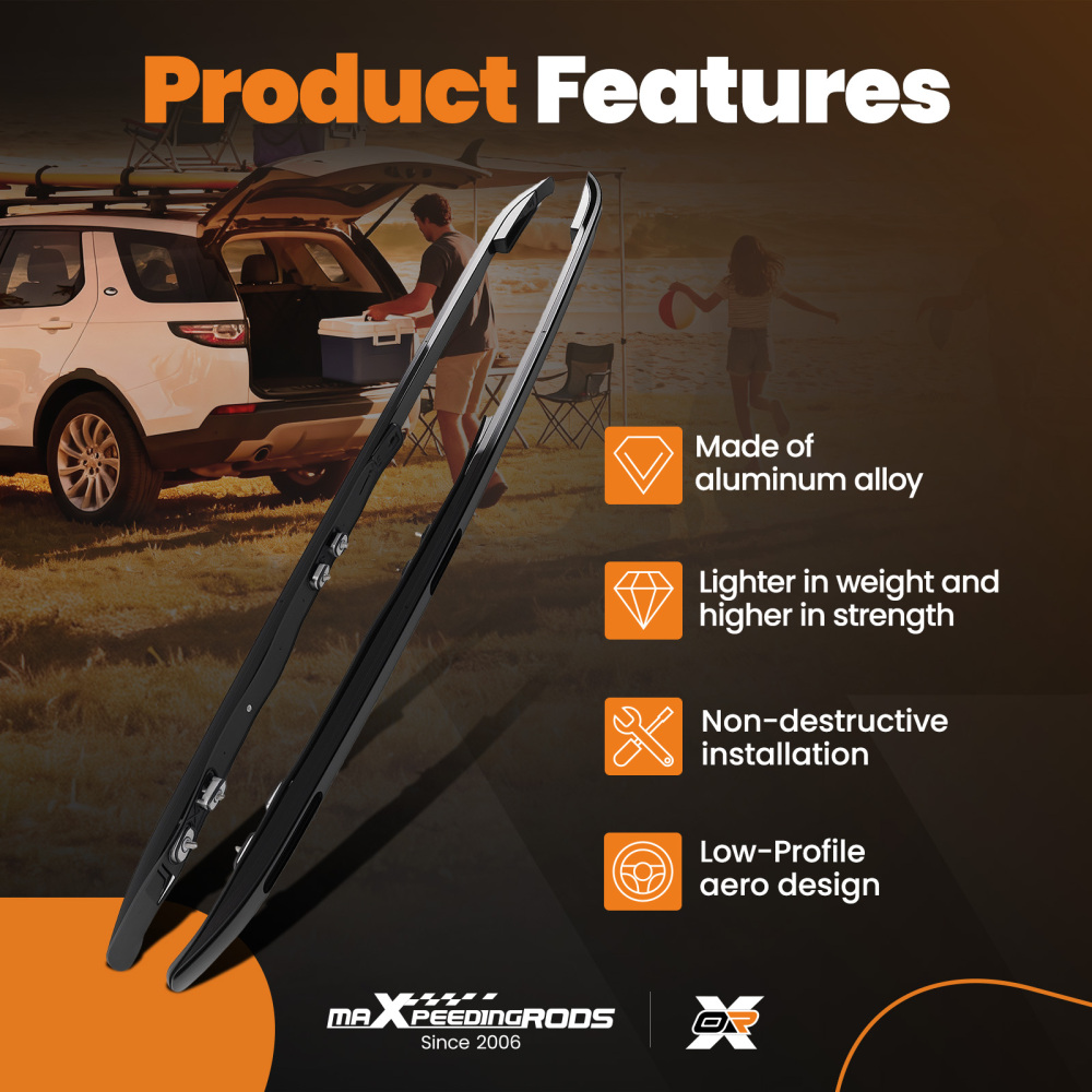 Black Roof Luggage Rail compatible for Land Rover Discovery 5 L462 2017-2025 Cross Bar