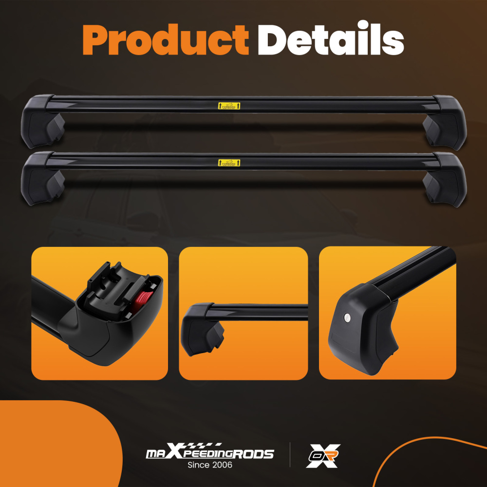 Aluminum Cargo Roof Bars compatible for Land Rover Discovery 5 2017-2024 Black 45KG Load