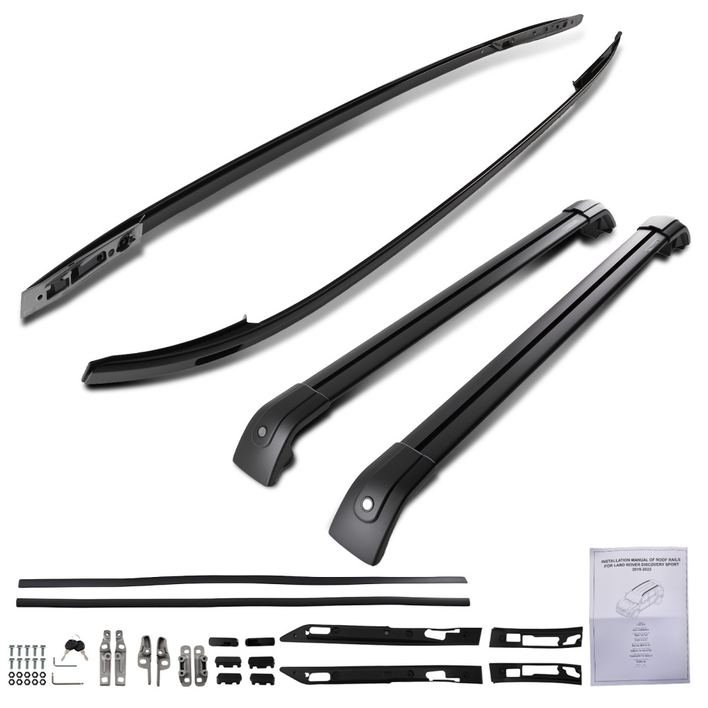 Black Roof Rack Rails Cross Bars compatible for Land Rover Discovery Sport L550 15-23