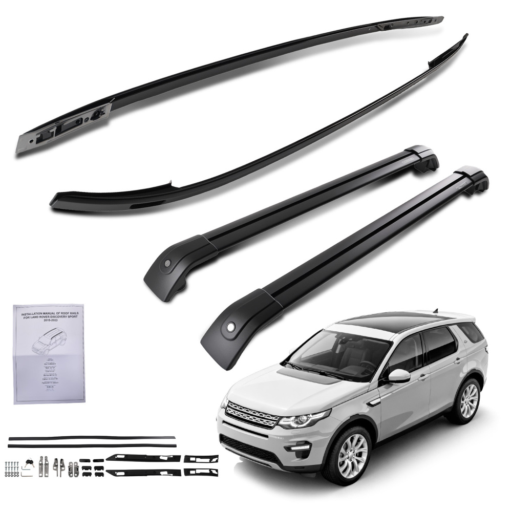 Black Roof Rack Rails Cross Bars compatible for Land Rover Discovery Sport L550 15-23