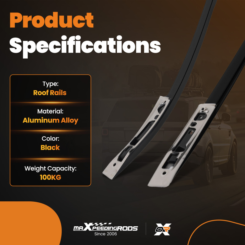 Black Roof Rack Rails Cross Bars compatible for Land Rover Discovery Sport L550 15-23