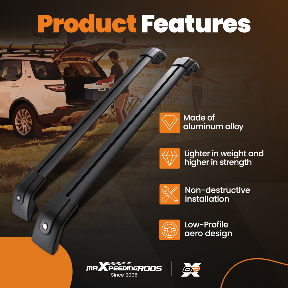Black Roof Rack Rails Cross Bars compatible for Land Rover Discovery Sport L550 15-23