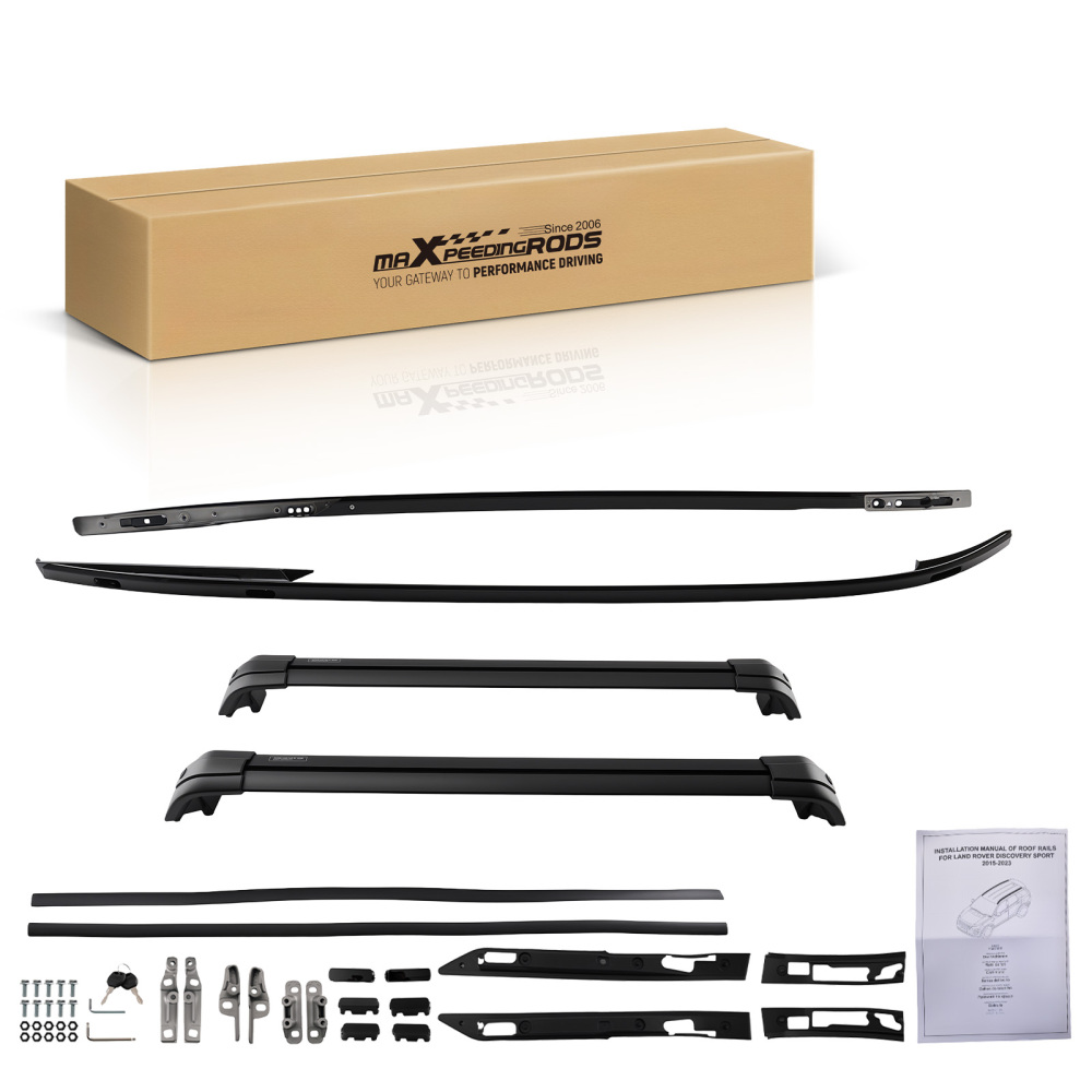 Black Roof Rack Rails Cross Bars compatible for Land Rover Discovery Sport L550 15-23