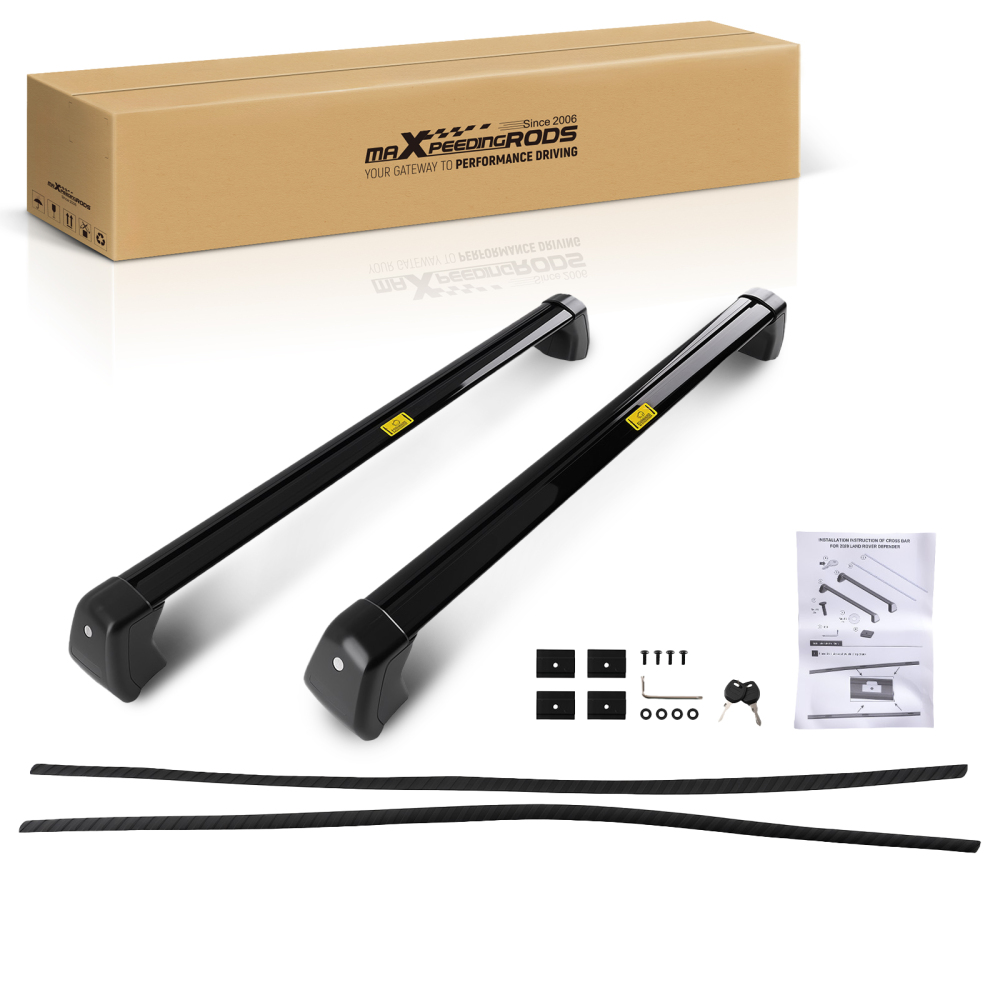Black Aluminium Roof Cross Bars Pair Storage compatible for Land Rover Defender 90 L663 20+