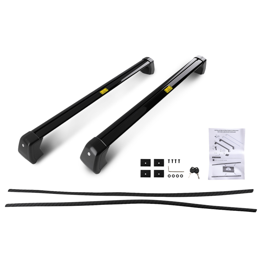 Black Aluminium Roof Cross Bars Pair Storage compatible for Land Rover Defender 90 L663 20+