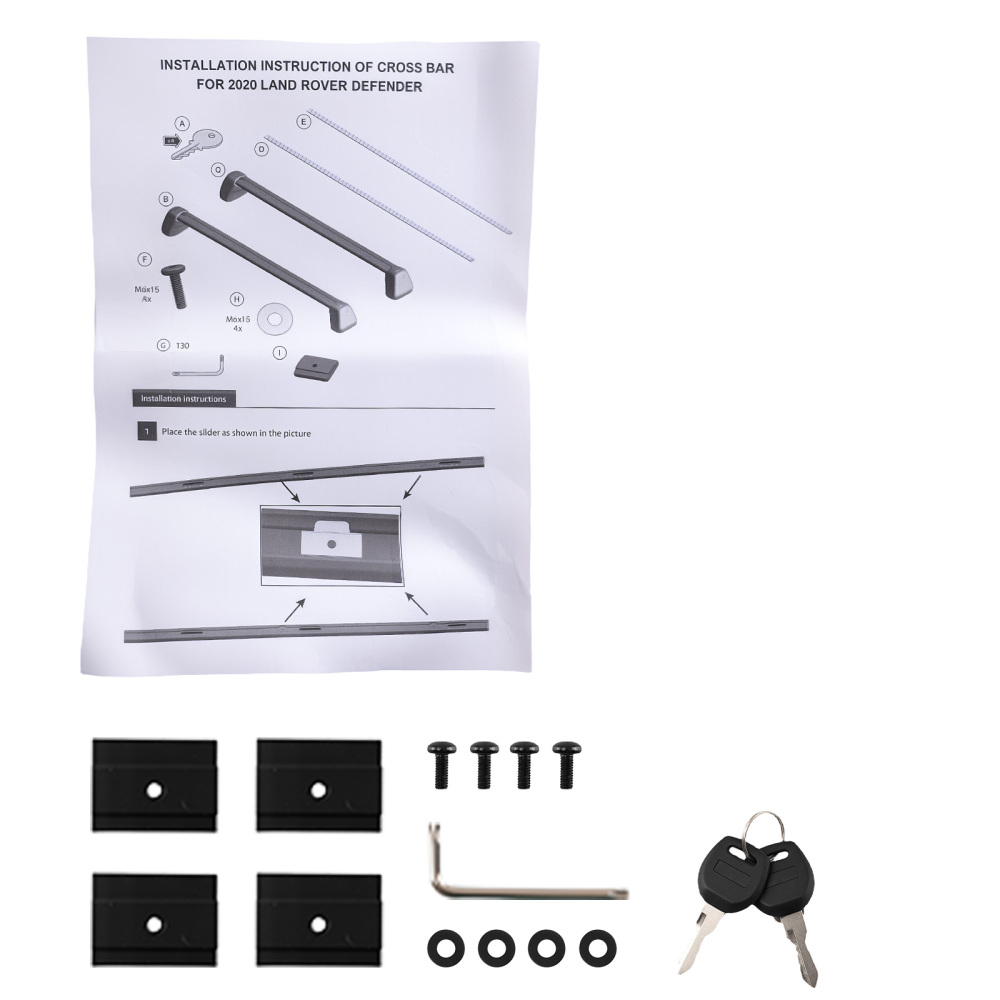 Pair Aluminium Black Roof Cross Bars compatible for Land Rover Defender 90 L663 2020-2024