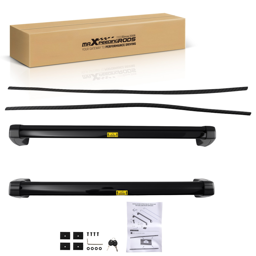 Pair Aluminium Black Roof Cross Bars compatible for Land Rover Defender 90 L663 2020-2024