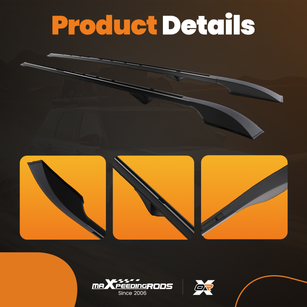 Aluminium Extended Roof Rail Bars Black compatible for Land Rover Discovery 34 2004-2018