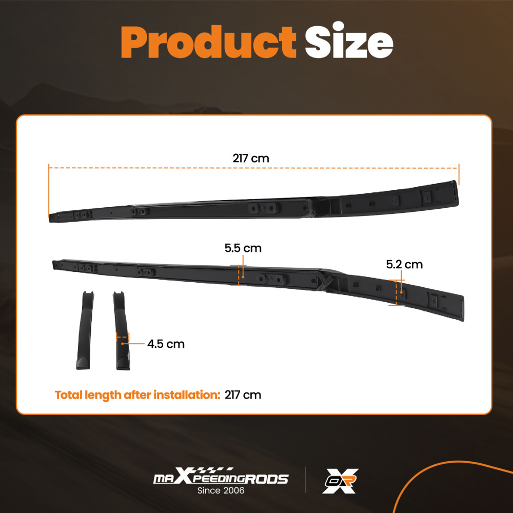 Black Roof Rail compatible for Land Rover Defender 110 L663 2020-Onwards Aluminium Set