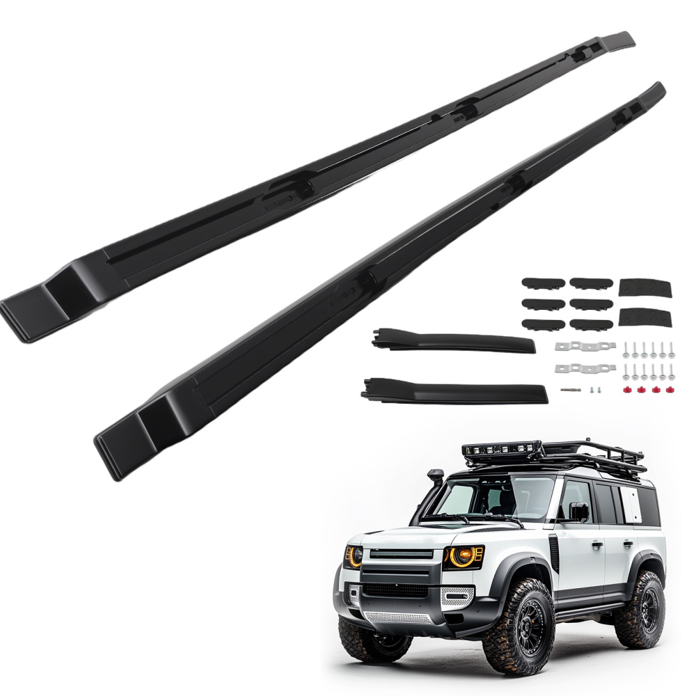 Black Roof Rail compatible for Land Rover Defender 110 L663 2020-Onwards Aluminium Set