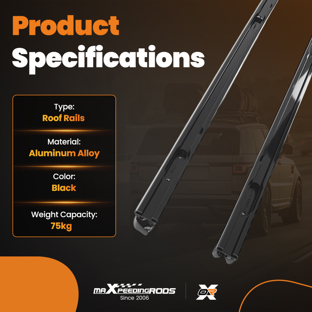 Black Roof Rail compatible for Land Rover Defender 110 L663 2020-Onwards Aluminium Set