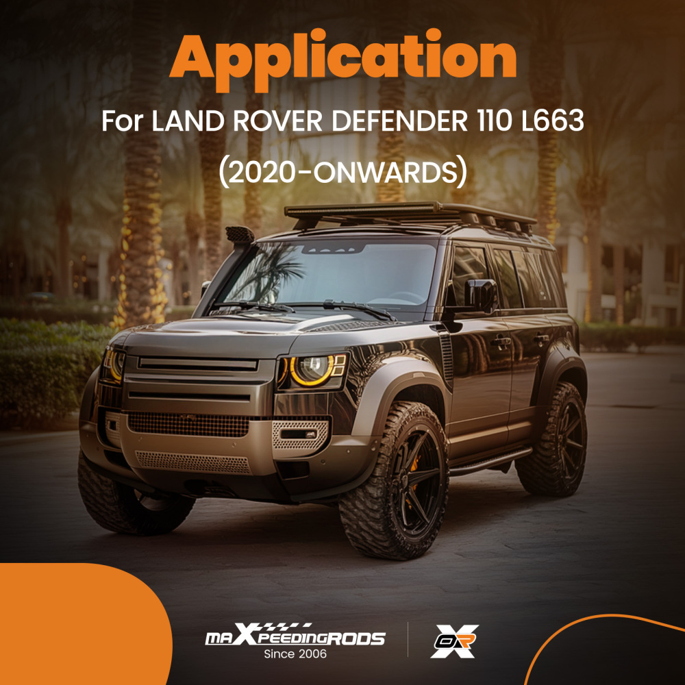 Black Roof Rail compatible for Land Rover Defender 110 L663 2020-Onwards Aluminium Set