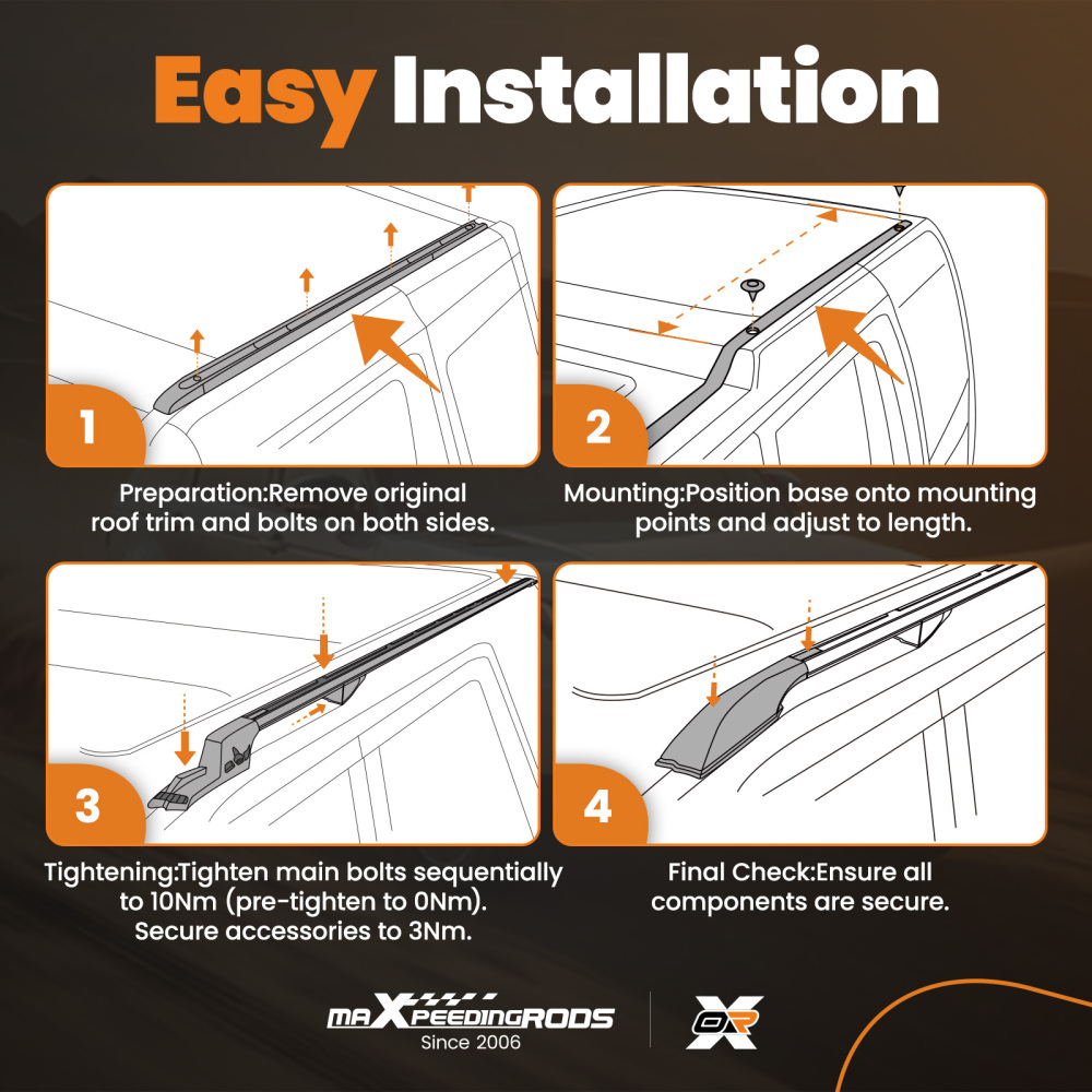 Black Roof Rail compatible for Land Rover Defender 110 L663 2020-Onwards Aluminium Set