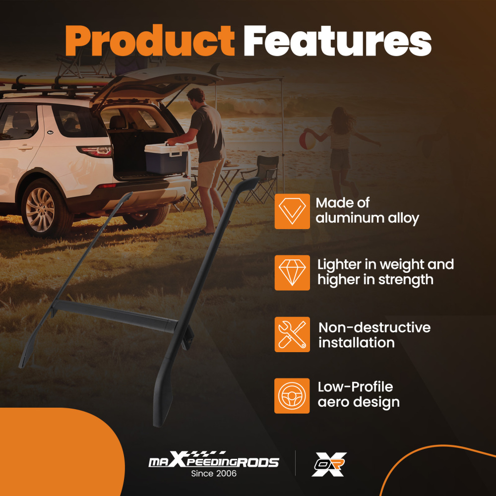 Roof Rack Side Rails Cross Bars Black compatible for Land Rover Freelander 2 2006-2014