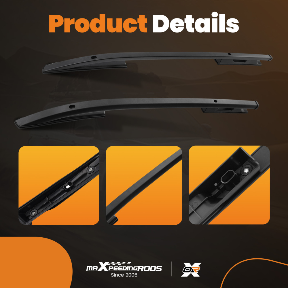 Black Aluminium Roof Rack Rails Side Bars Set compatible for Mitsubishi L200 / Triton 15+