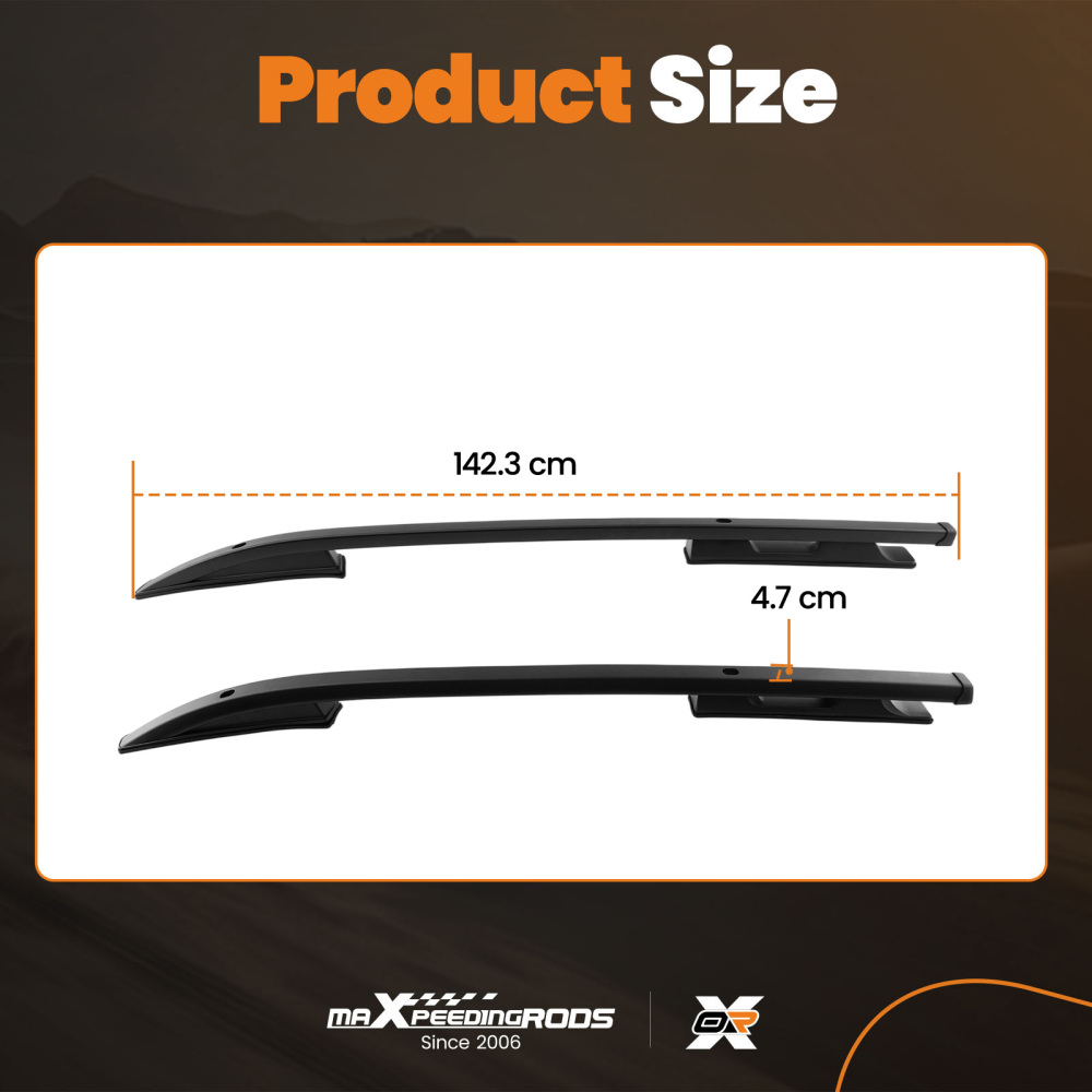 Black Aluminium Roof Rack Rails Side Bars Set compatible for Mitsubishi L200 / Triton 15+
