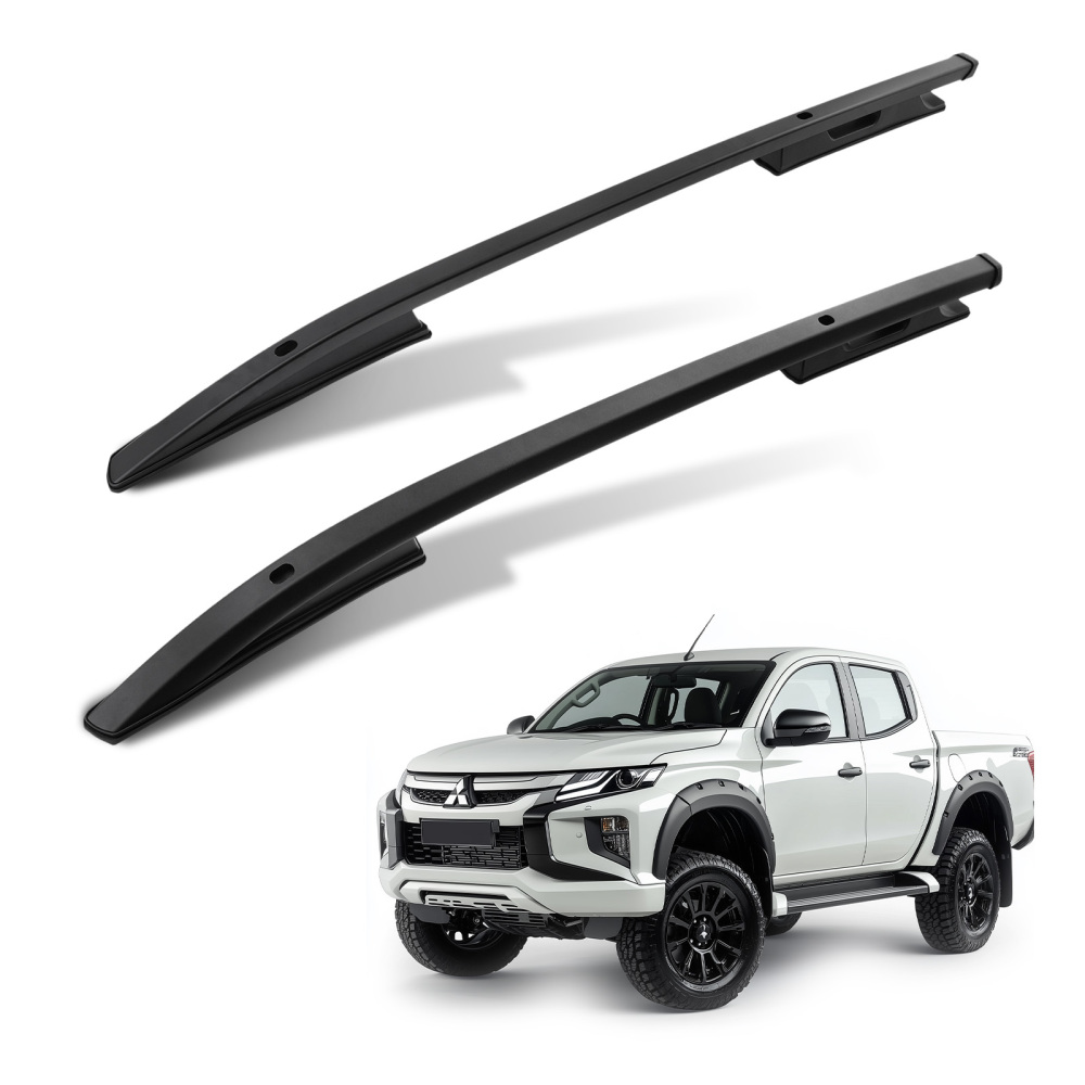 Black Aluminium Roof Rack Rails Side Bars Set compatible for Mitsubishi L200 / Triton 15+