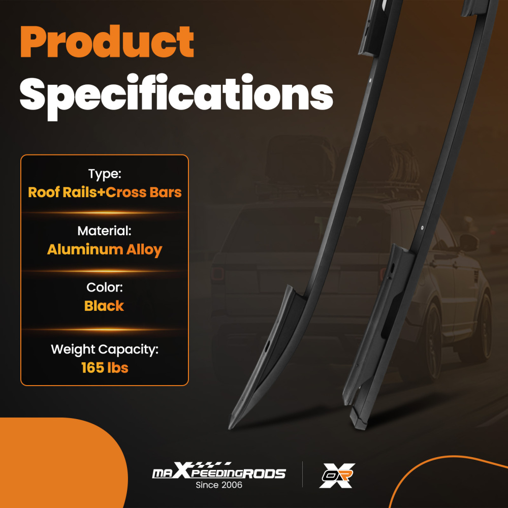 Black Aluminium Roof Rack Rails Side Bars Set compatible for Mitsubishi L200 / Triton 15+