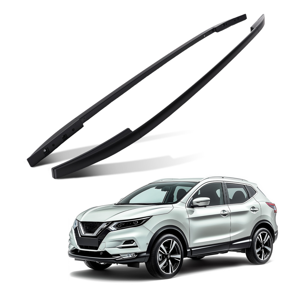 2PCS Roof Rails compatible for Nissan Qashqai 2014-2023 Aluminum Top Rack Bars Black