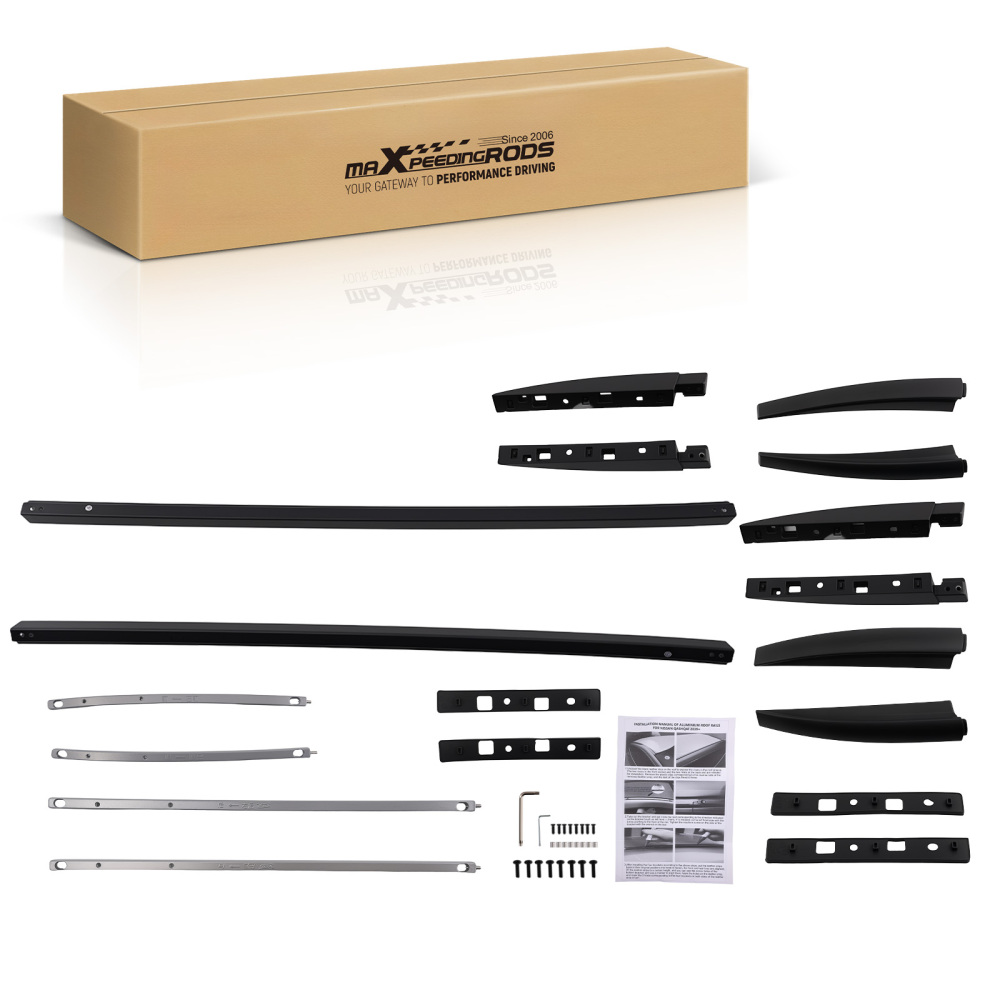 Roof Rails Rack Bars Aluminium Black Luggage Carrier compatible for Nissan Qashqai MK2 J11