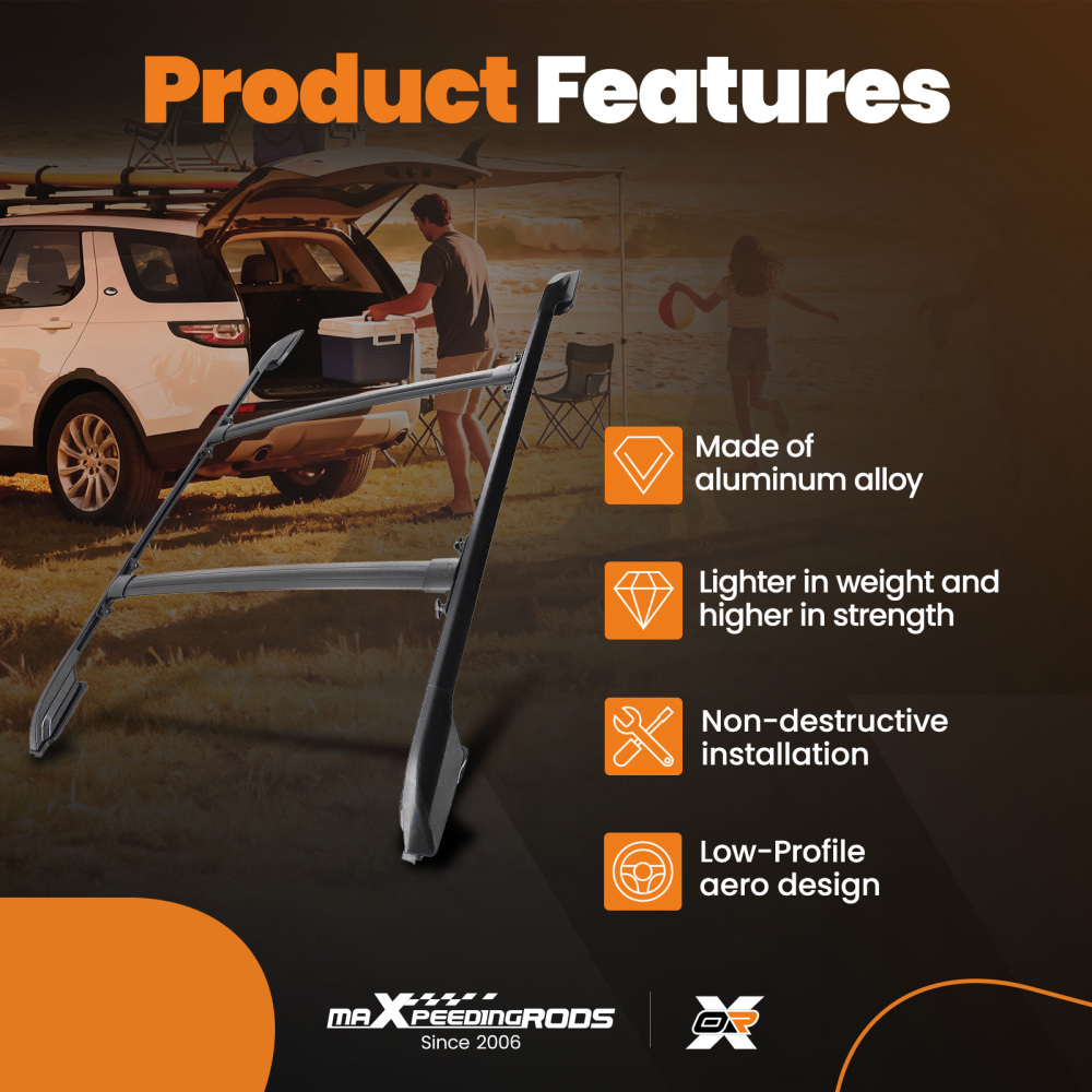 Aluminium Black Roof Rails Rack Cross Bars Set compatible for Toyota RAV4 MK3 2006-2012