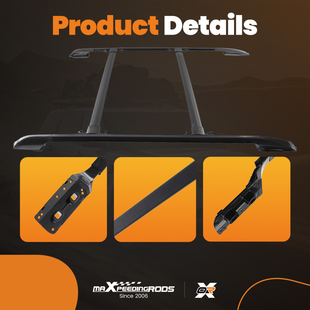 Aluminium Black Roof Rails Rack Cross Bars Set compatible for Toyota RAV4 MK3 2006-2012