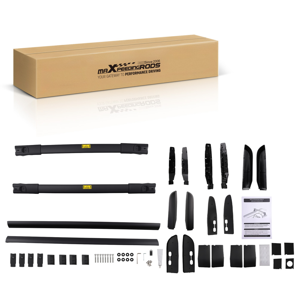 4Pcs Aluminium Black Roof Rails Rack Cross Bars Set compatible for Toyota RAV4 2012-2019