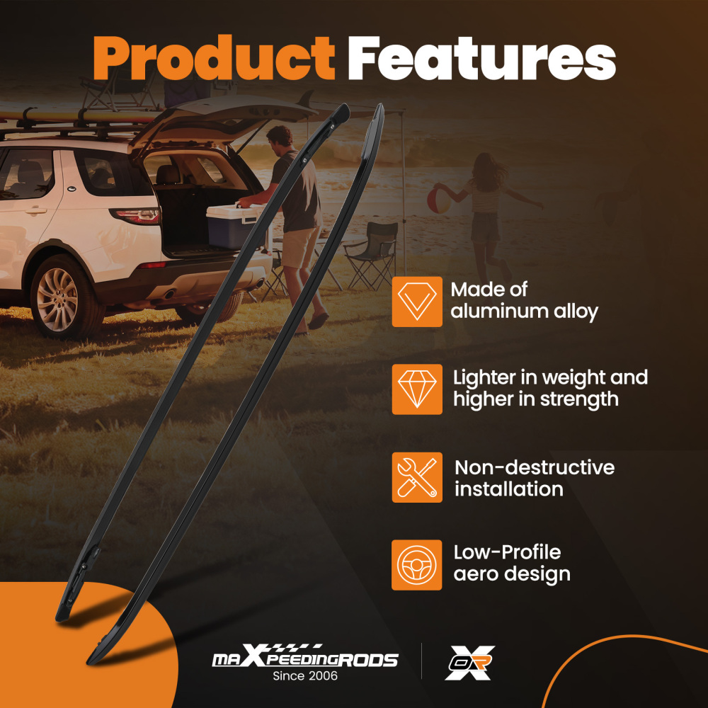 Black Aluminium Roof Rails Rack Bars compatible for Range Rover Evoque 2011+ L538
