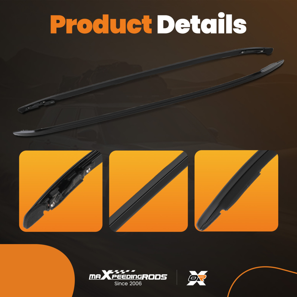 Black Aluminium Roof Rails Rack Bars compatible for Range Rover Evoque 2011+ L538