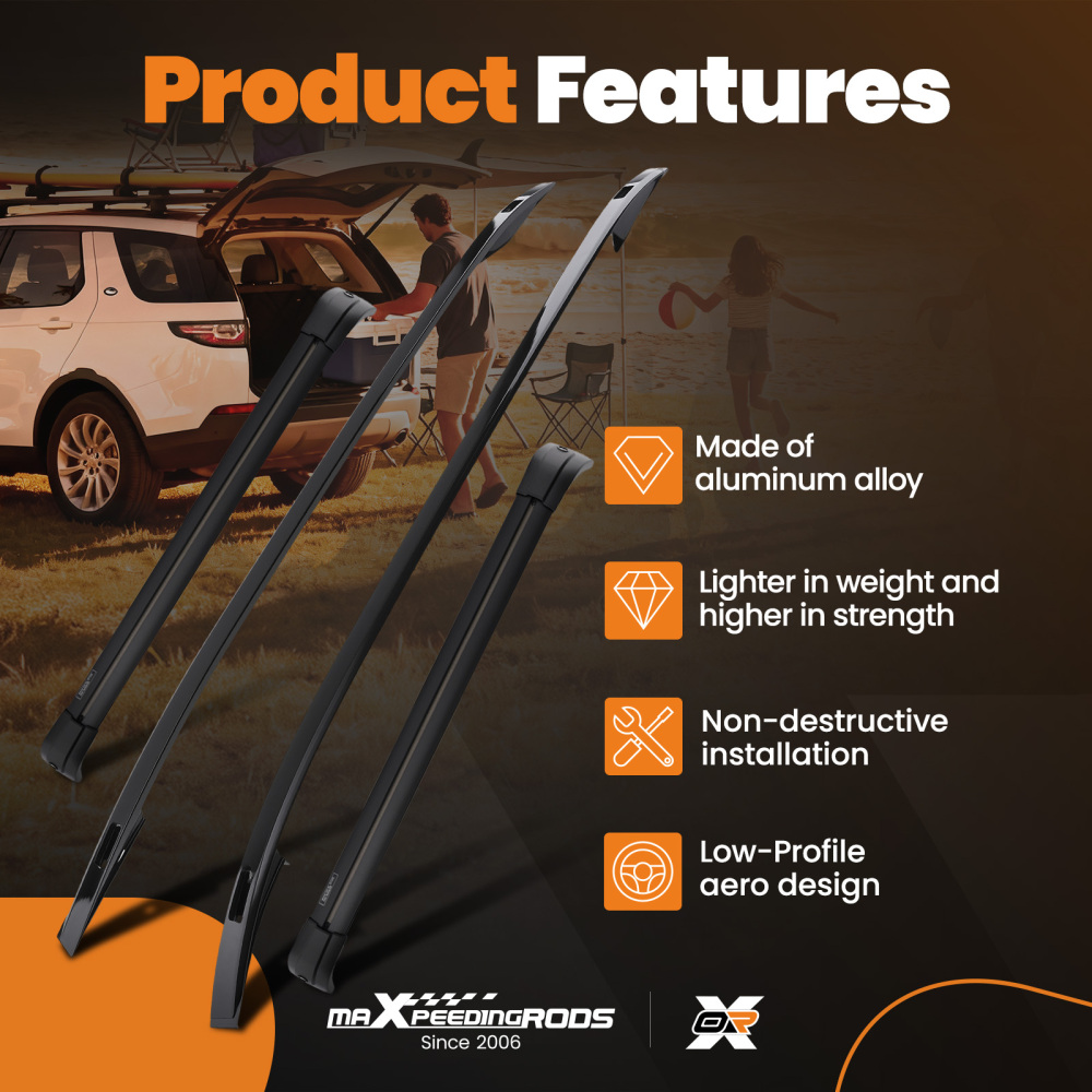 Roof Rack Rails Cross Bars Aluminium Black compatible for Range Rover Evoque L538 2011-2019
