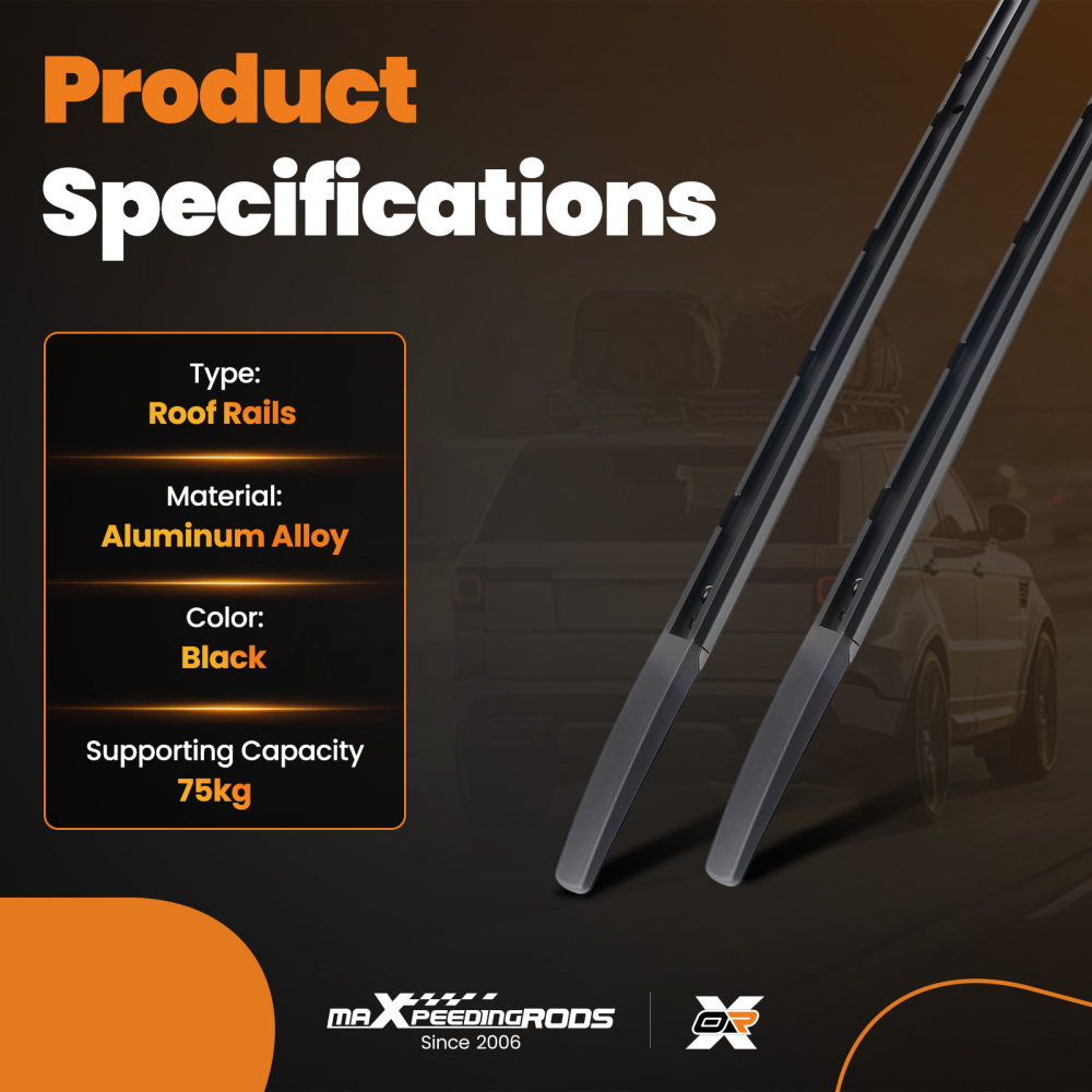 Black Aluminium Roof Rack Rails Side Bars compatible for Range Rover Sport (2005-13) 75kg