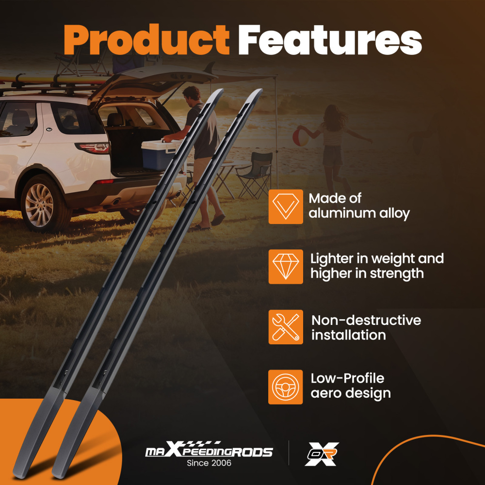 Black Aluminium Roof Rack Rails Side Bars compatible for Range Rover Sport (2005-13) 75kg