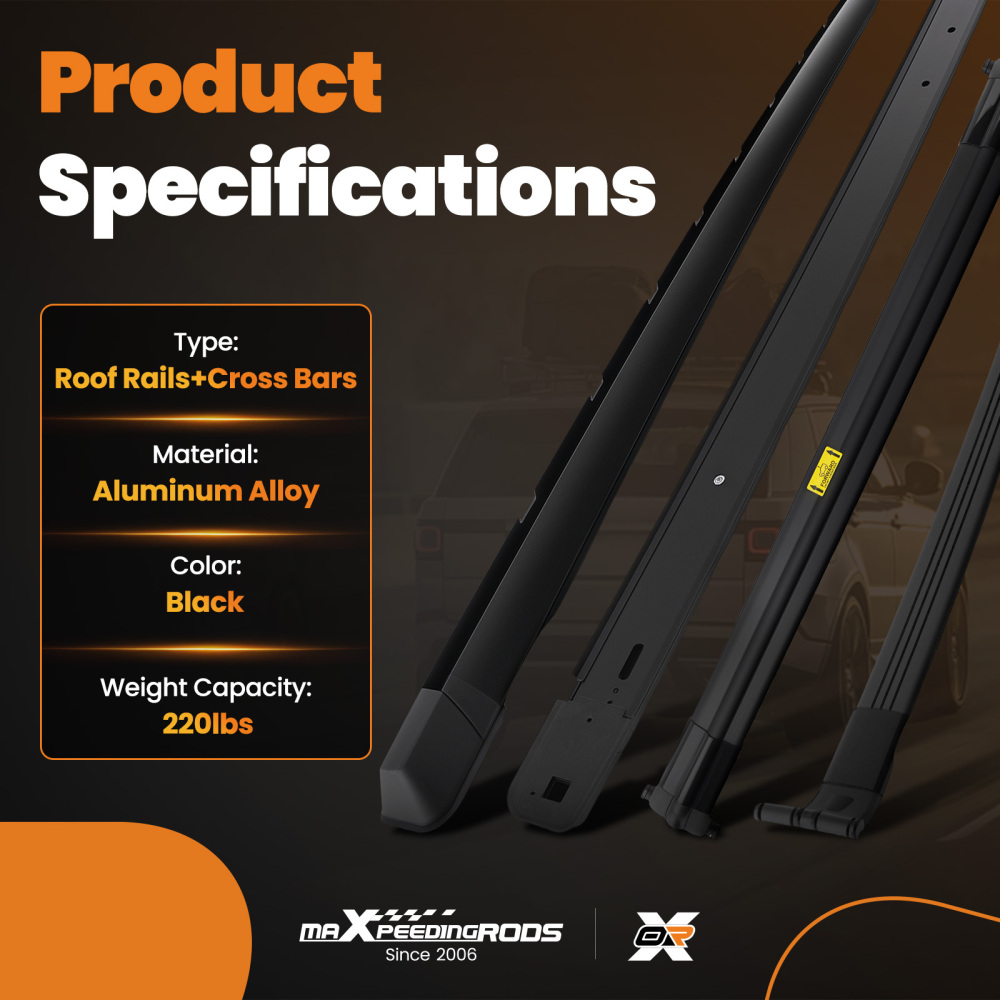Roof Rack Side Rails Cross Bars compatible for Range Rover Vogue L322 2002-2012 Black